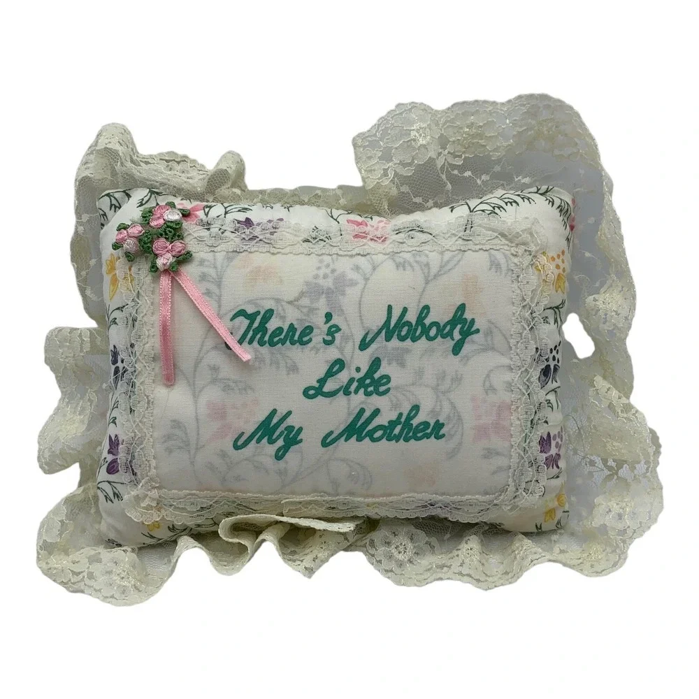 Vintage 1980's Floral Lace Pillow Gift 